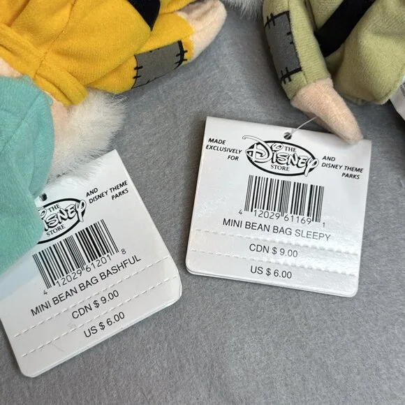 Snow White 7 Dwarfs Prince Witch Disney Store Bean Bag Plush Stuffed Set of 10 - Picture 9 of 16